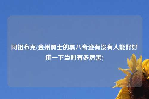 阿祖布克(金州勇士的黑八奇迹有没有人能好好讲一下当时有多厉害)