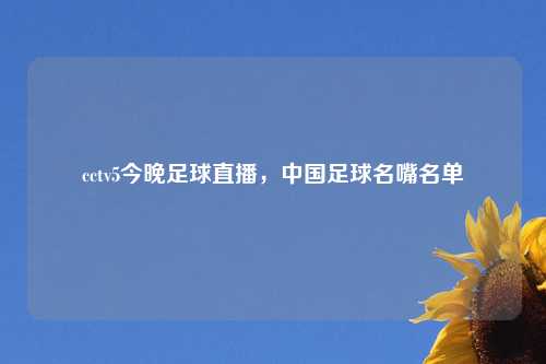 cctv5今晚足球直播，中国足球名嘴名单