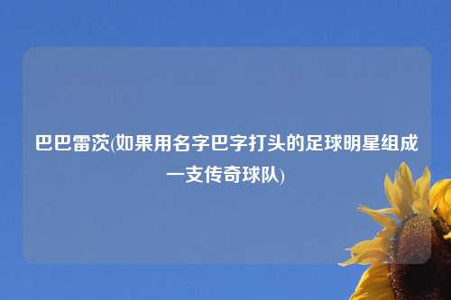 巴巴雷茨(如果用名字巴字打头的足球明星组成一支传奇球队)