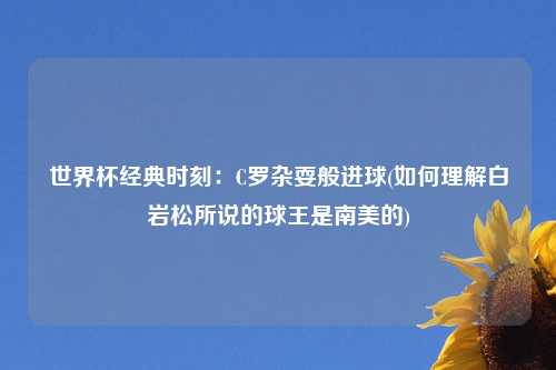 世界杯经典时刻:C罗杂耍般进球(如何理解白岩松所说的球王是南美的)