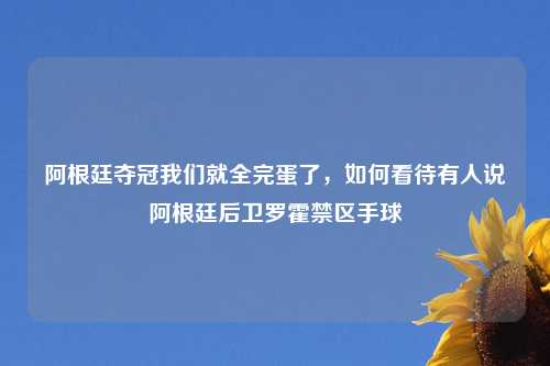 阿根廷夺冠我们就全完蛋了，如何看待有人说阿根廷后卫罗霍禁区手球