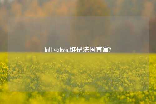 bill walton,谁是法国首富?