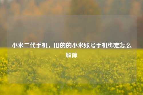 小米二代手机,旧的的小米账号手机绑定怎么解除