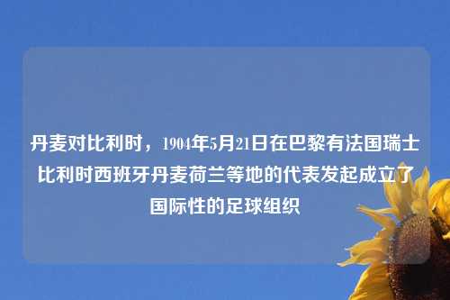 丹麦对比利时,1904年5月21日在巴黎有法国瑞士比利时西班牙丹麦荷兰等地的代表发起成立了国际性的足球组织