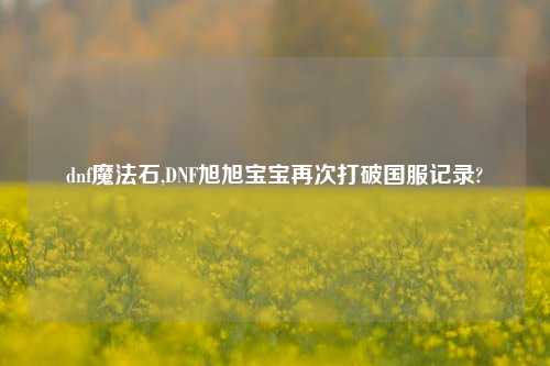 dnf魔法石,DNF旭旭宝宝再次打破国服记录?