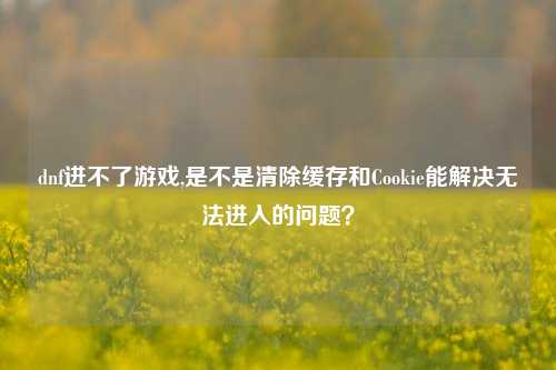 dnf进不了游戏,是不是清除缓存和Cookie能解决无法进入的问题?