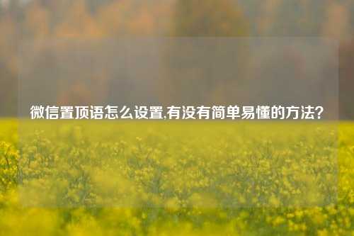 微信置顶语怎么设置,有没有简单易懂的方法？