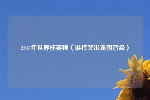 2018年世界杯赛程(谁将突出重围晋级)