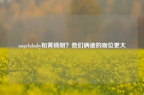 angelababy和黄晓明?他们俩谁的咖位更大