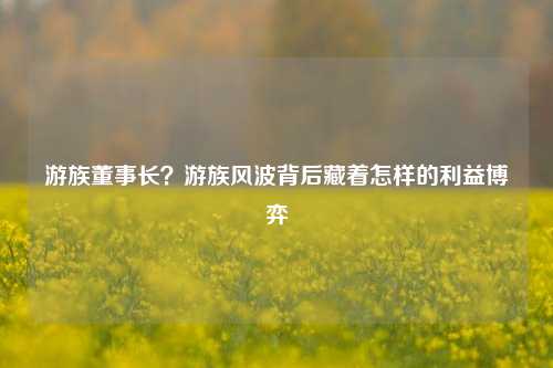 游族董事长？游族风波背后藏着怎样的利益博弈