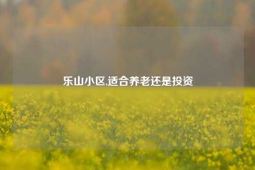 乐山小区,适合养老还是投资